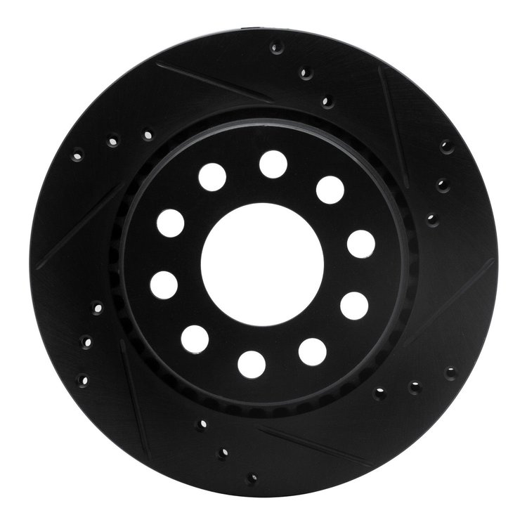 633-73013R Drilled/Slotted Brake Rotor [Black], 1990-1997 Audi/Volkswagen, Position: Rear Right
