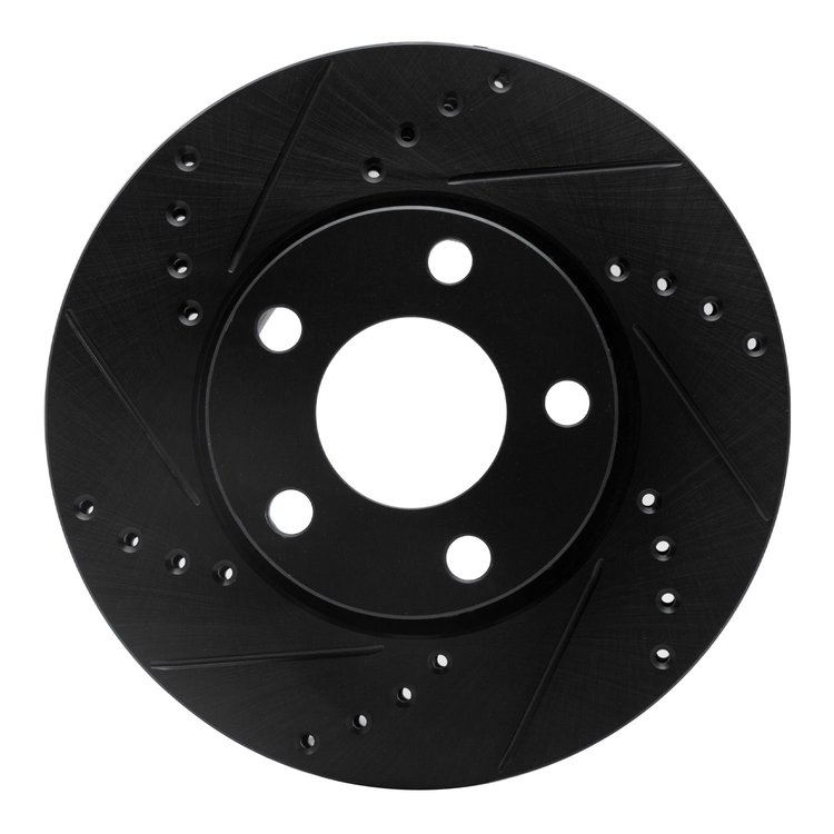 633-73014L Drilled/Slotted Brake Rotor [Black], 1990-1997 Audi/Volkswagen, Position: Front Left