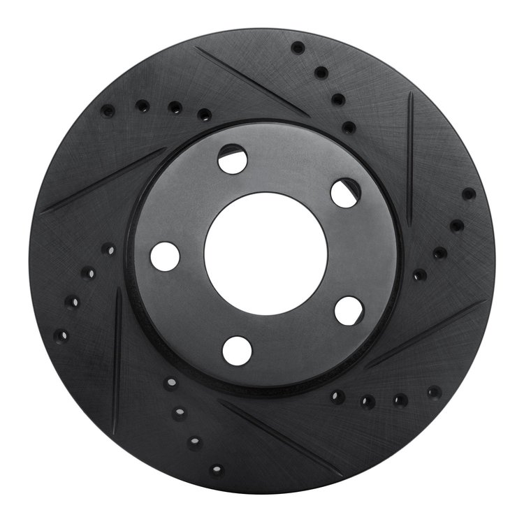 633-73014R Drilled/Slotted Brake Rotor [Black], 1990-1997 Audi/Volkswagen, Position: Front Right