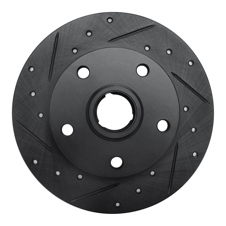 633-73017L Drilled/Slotted Brake Rotor [Black], 1996-2008 Audi/Volkswagen, Position: Rear Left