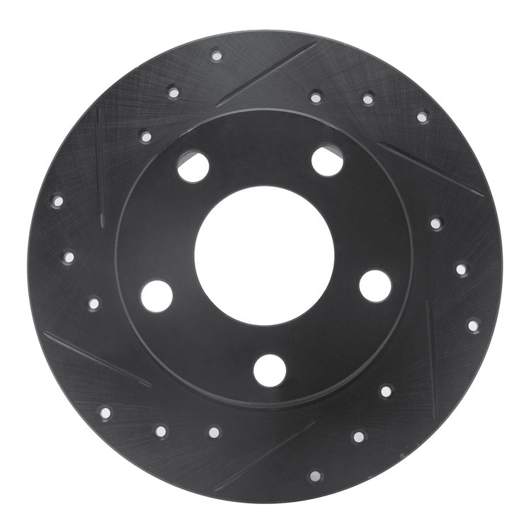 633-73018L Drilled/Slotted Brake Rotor [Black], 1998-2001 Audi/Volkswagen, Position: Rear Left