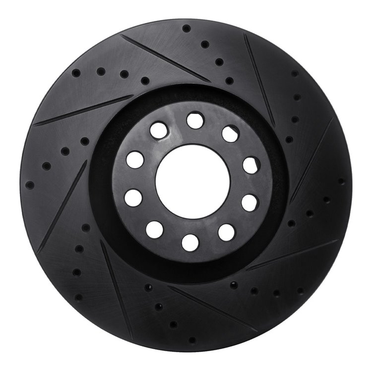 633-73019R Drilled/Slotted Brake Rotor [Black], 2000-2003 Audi/Volkswagen, Position: Front Right