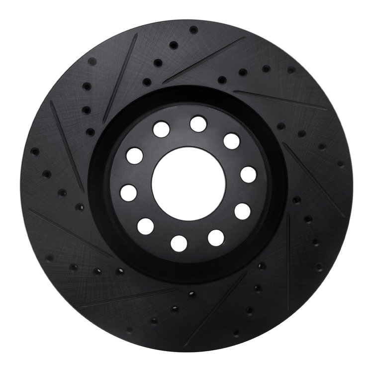 633-73023L Drilled/Slotted Brake Rotor [Black], 1999-2004 Audi/Volkswagen, Position: Front Left