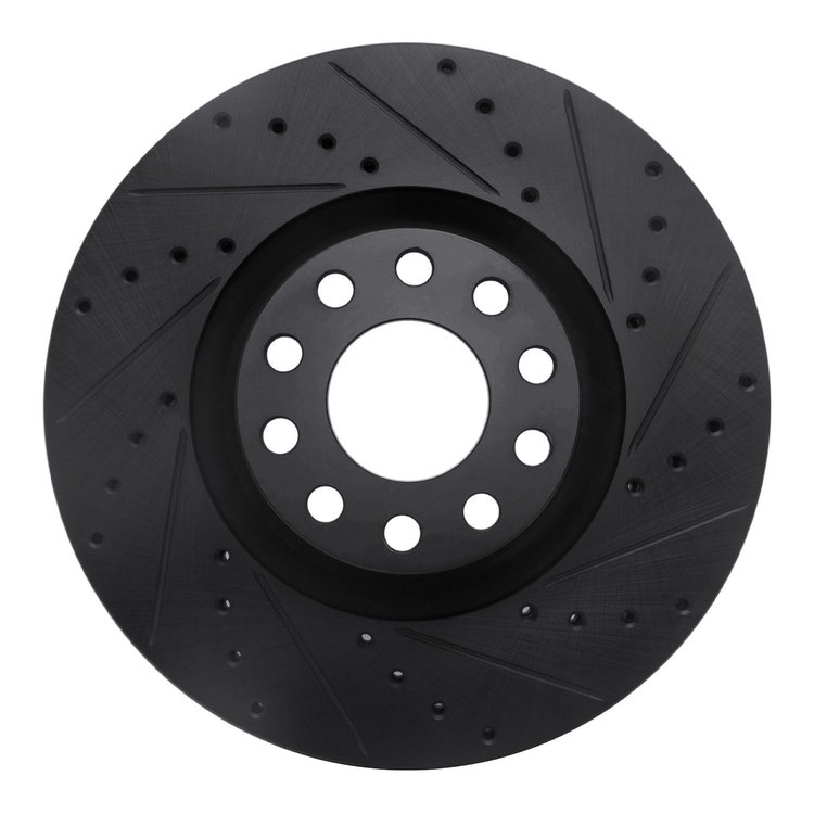 633-73023R Drilled/Slotted Brake Rotor [Black], 1999-2004 Audi/Volkswagen, Position: Front Right