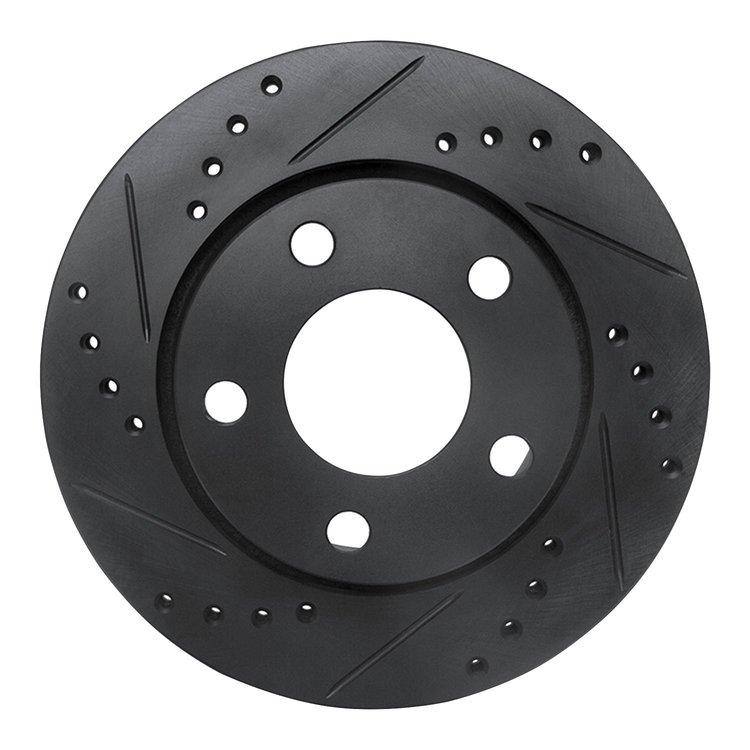 633-73024L Drilled/Slotted Brake Rotor [Black], 2000-2002 Audi/Volkswagen, Position: Rear Left