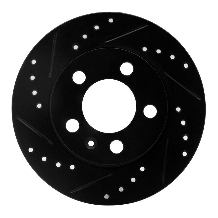 633-73025L Drilled/Slotted Brake Rotor [Black], 2001-2006 Audi/Volkswagen, Position: Rear Left