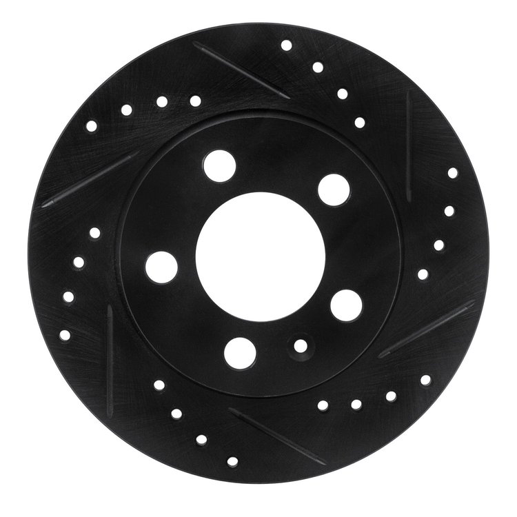 633-73025R Drilled/Slotted Brake Rotor [Black], 2001-2006 Audi/Volkswagen, Position: Rear Right