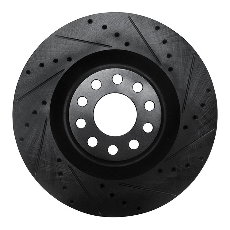 633-73026R Drilled/Slotted Brake Rotor [Black], 2001-2003 Audi/Volkswagen, Position: Front Right