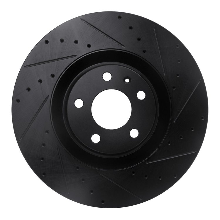633-73031R Drilled/Slotted Brake Rotor [Black], 2004-2009 Audi/Volkswagen, Position: Front Right