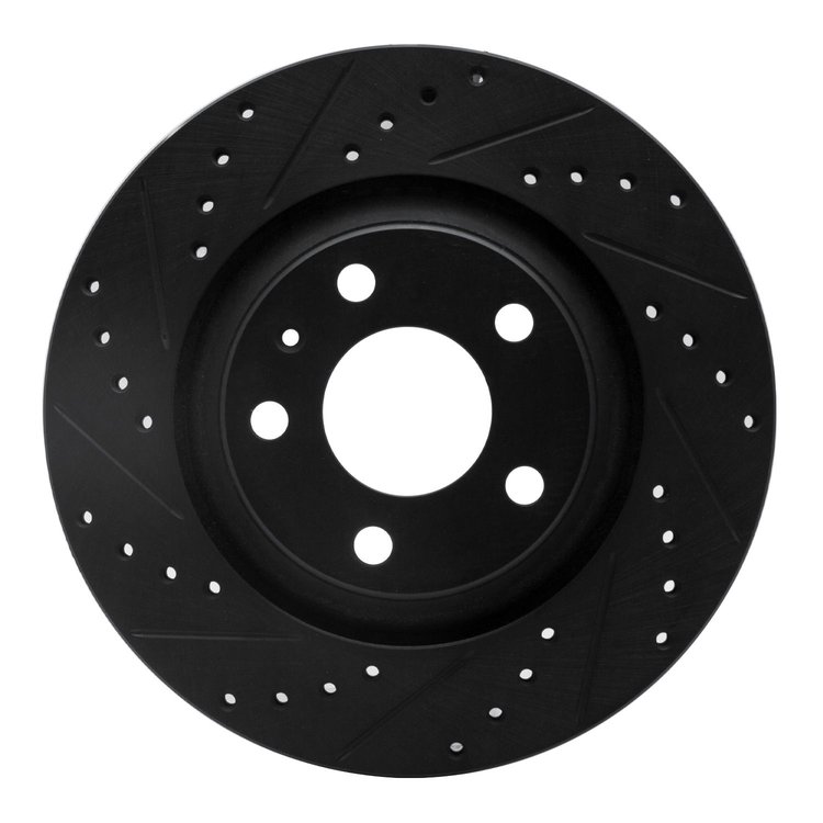 633-73032L Drilled/Slotted Brake Rotor [Black], 2004-2009 Audi/Volkswagen, Position: Rear Left