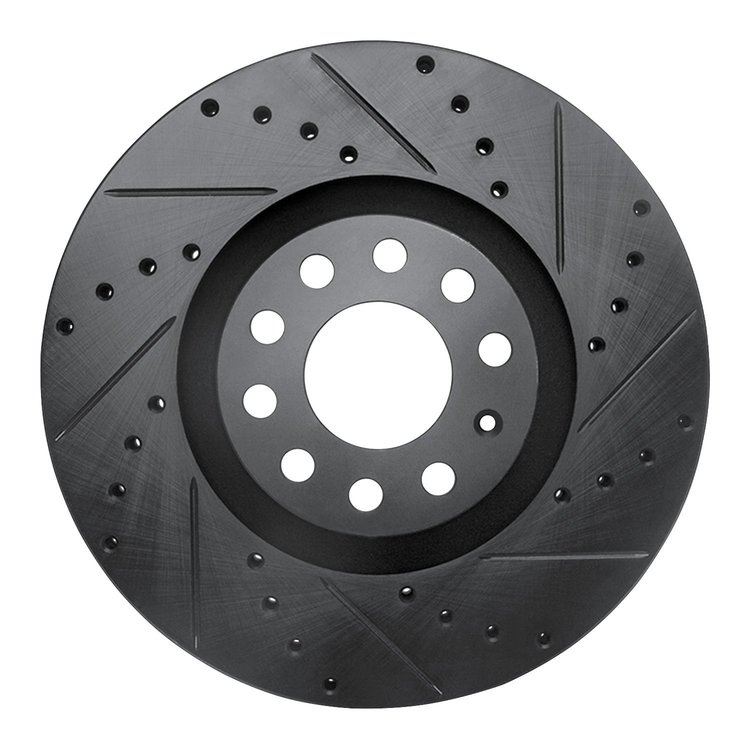 633-73036R Drilled/Slotted Brake Rotor [Black], 1998-2009 Audi/Volkswagen, Position: Front Right
