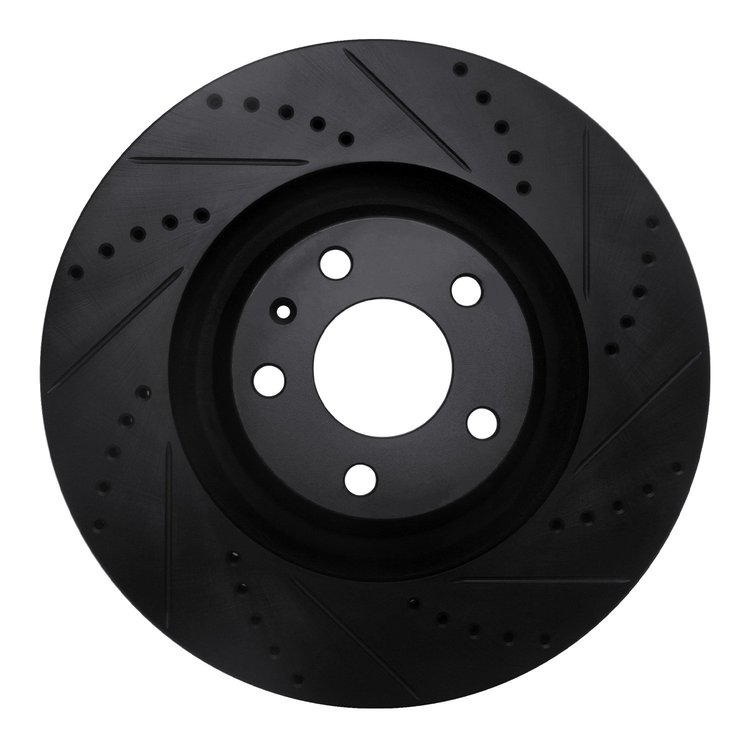 633-73038R Drilled/Slotted Brake Rotor [Black], 2005-2011 Audi/Volkswagen, Position: Front Right