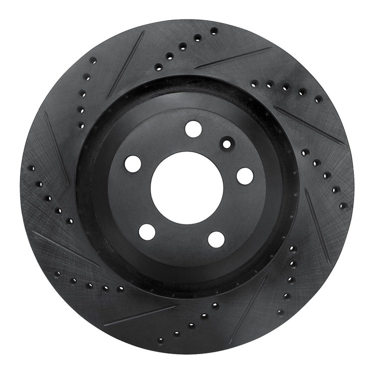 633-73039L Drilled/Slotted Brake Rotor [Black], 2005-2011 Audi/Volkswagen, Position: Rear Left