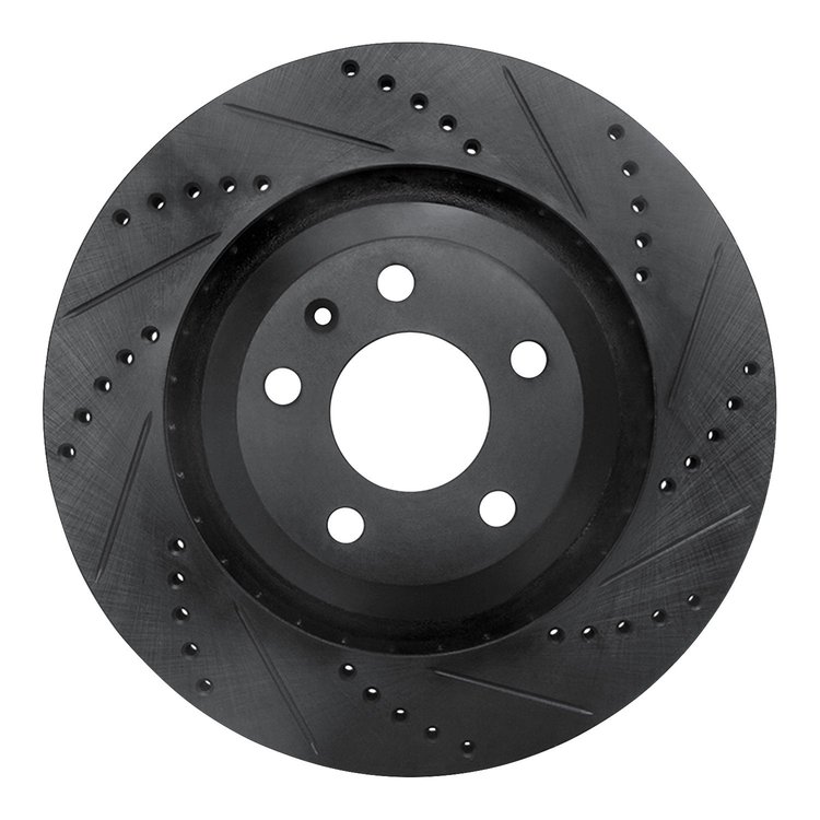 633-73039R Drilled/Slotted Brake Rotor [Black], 2005-2011 Audi/Volkswagen, Position: Rear Right