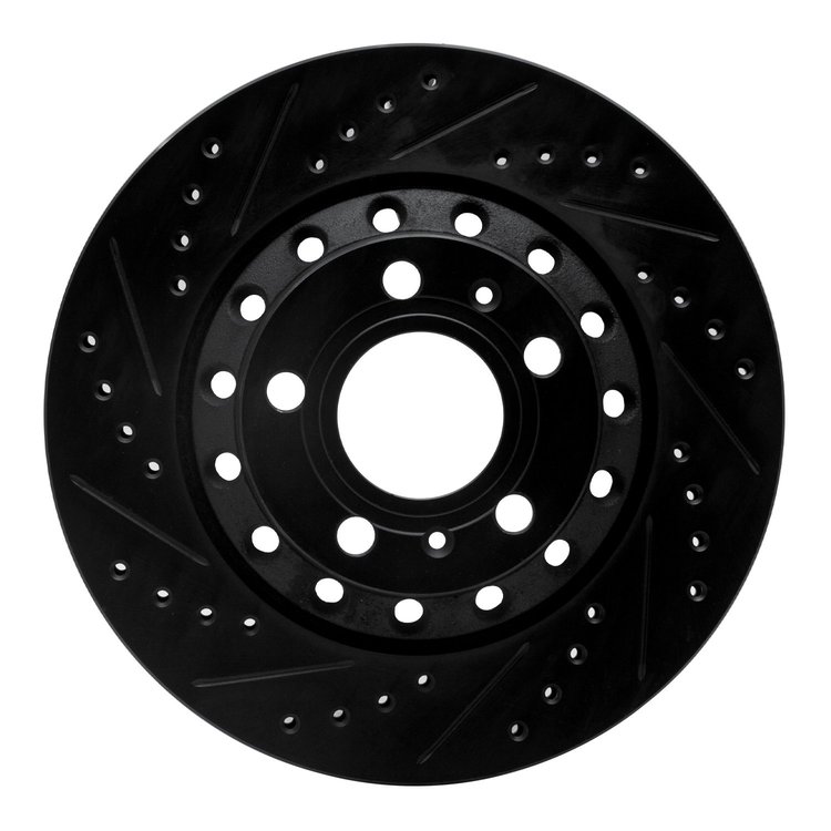 633-73040L Drilled/Slotted Brake Rotor [Black], 2004-2010 Audi/Volkswagen, Position: Rear Left