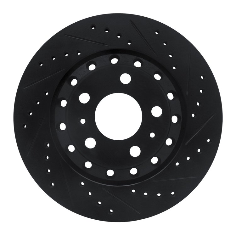 633-73040R Drilled/Slotted Brake Rotor [Black], 2004-2010 Audi/Volkswagen, Position: Rear Right