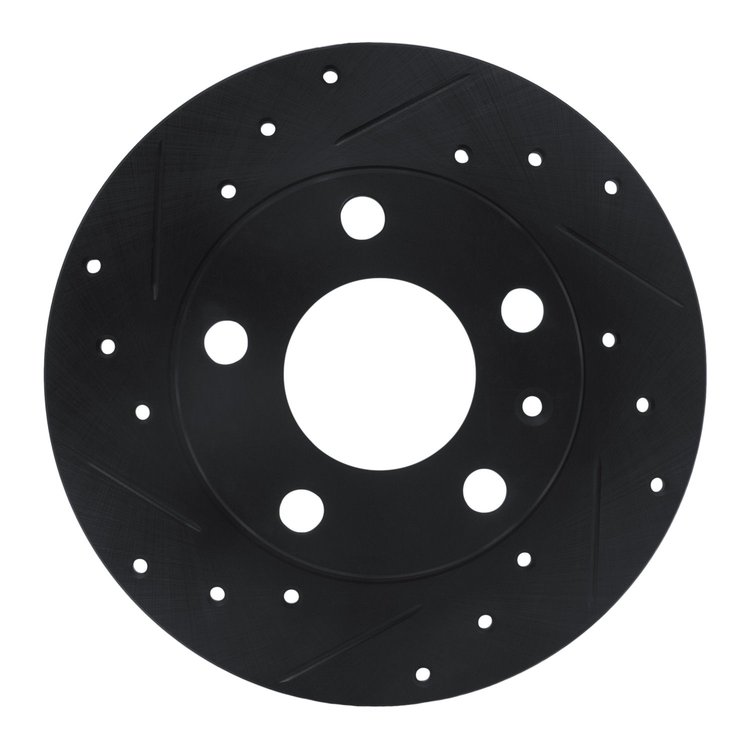 633-73043L Drilled/Slotted Brake Rotor [Black], 2002-2006 Audi/Volkswagen, Position: Rear Left