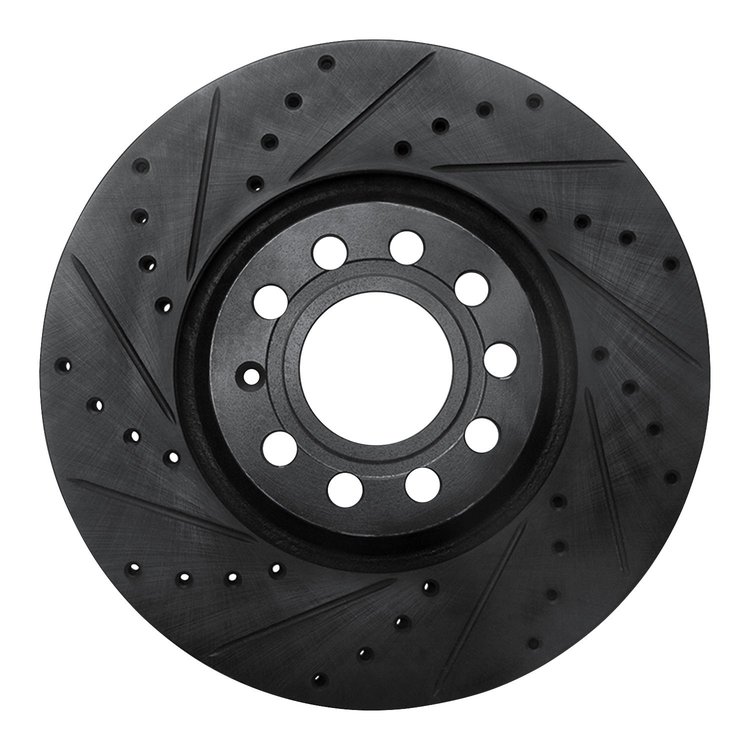 633-73044L Drilled/Slotted Brake Rotor [Black], 1997-2006 Audi/Volkswagen, Position: Front Left