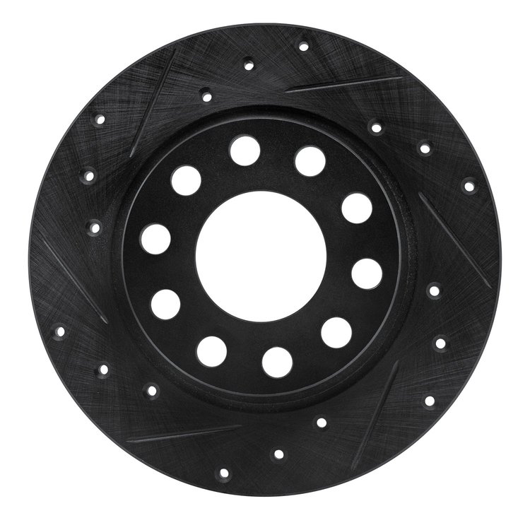 633-73045L Drilled/Slotted Brake Rotor [Black], 2000-2008 Audi/Volkswagen, Position: Rear Left