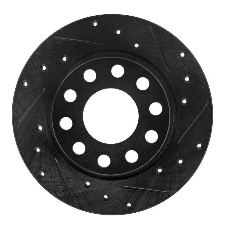 633-73045R Drilled/Slotted Brake Rotor [Black], 2000-2008 Audi/Volkswagen, Position: Rear Right
