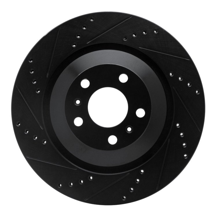 633-73046L Drilled/Slotted Brake Rotor [Black], 2004-2018 Multiple Makes/Models, Position: Rear Left