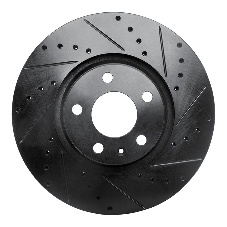 633-73047R Drilled/Slotted Brake Rotor [Black], 2005-2011 Audi/Volkswagen, Position: Front Right