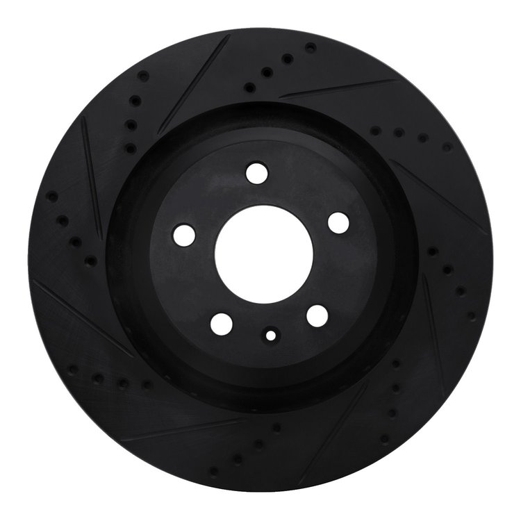 633-73051L Drilled/Slotted Brake Rotor [Black], 2007-2011 Audi/Volkswagen, Position: Rear Left