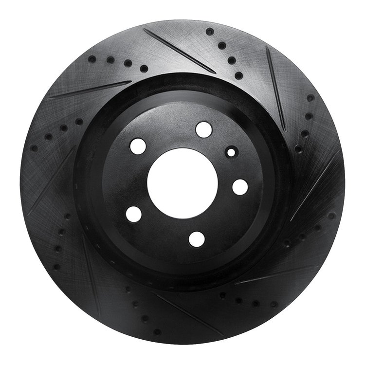 633-73051R Drilled/Slotted Brake Rotor [Black], 2007-2011 Audi/Volkswagen, Position: Rear Right