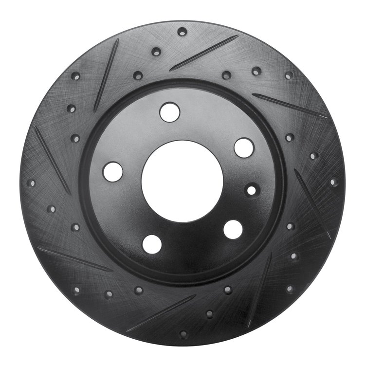 633-73053L Drilled/Slotted Brake Rotor [Black], 2008-2015 Audi/Volkswagen, Position: Rear Left