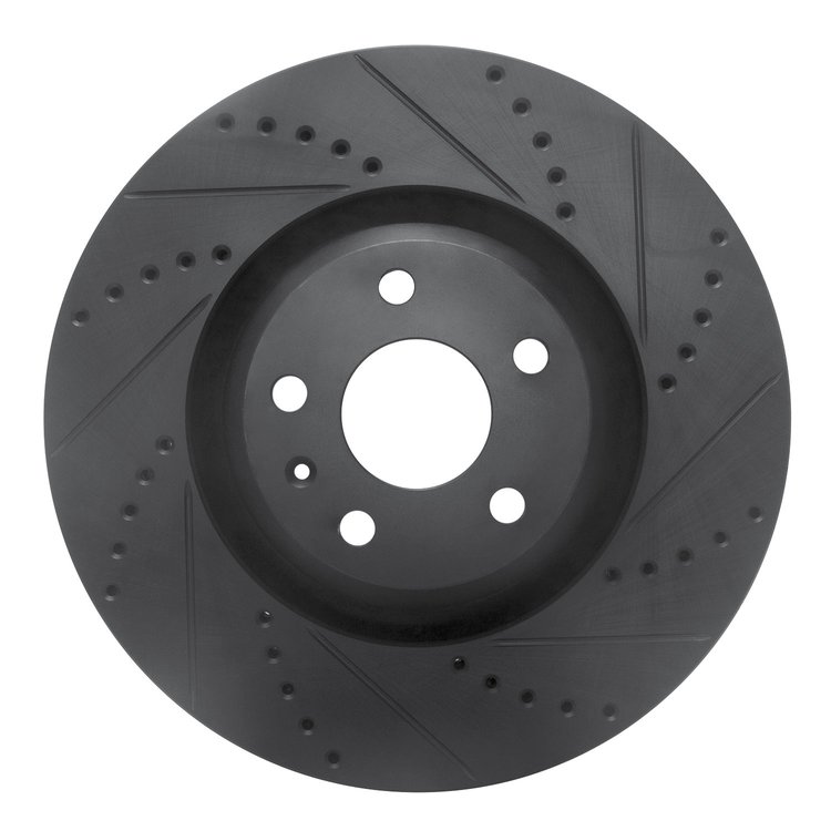 633-73054R Drilled/Slotted Brake Rotor [Black], 2008-2011 Audi/Volkswagen, Position: Front Right