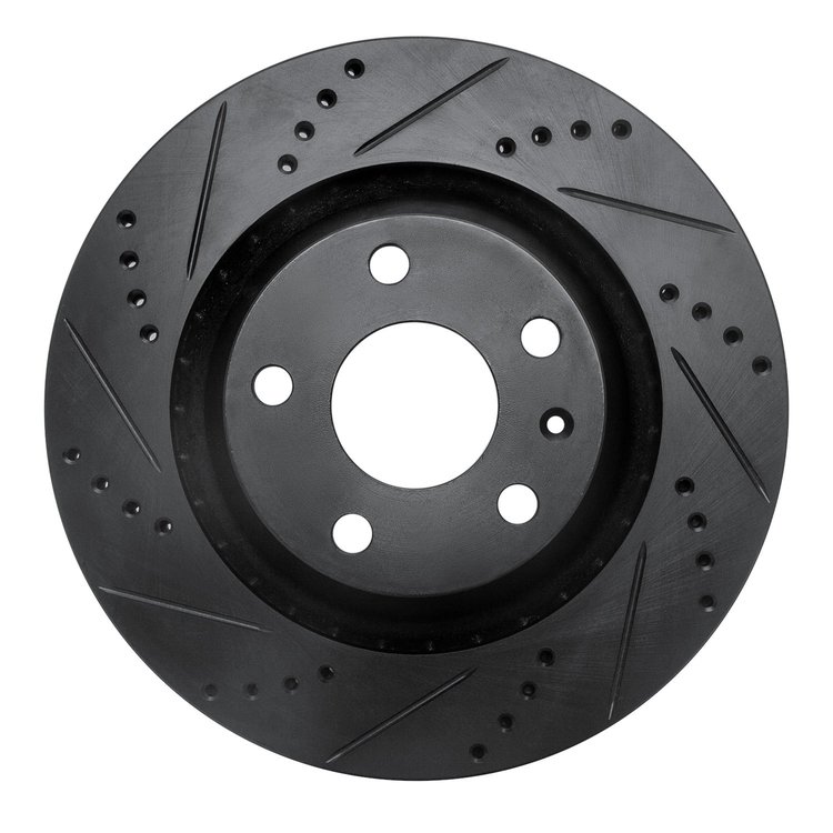 633-73055L Drilled/Slotted Brake Rotor [Black], 2008-2015 Audi/Volkswagen, Position: Rear Left