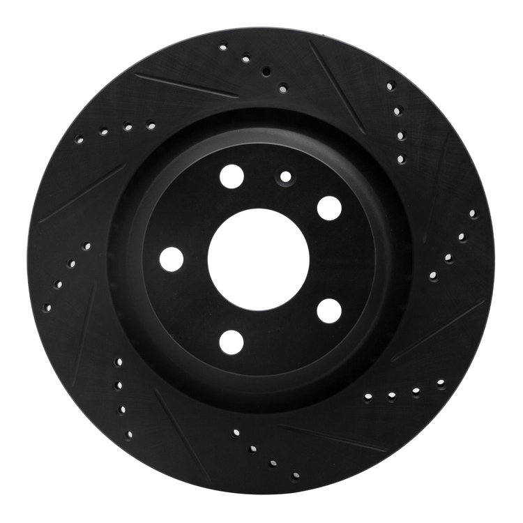 633-73055R Drilled/Slotted Brake Rotor [Black], 2008-2015 Audi/Volkswagen, Position: Rear Right