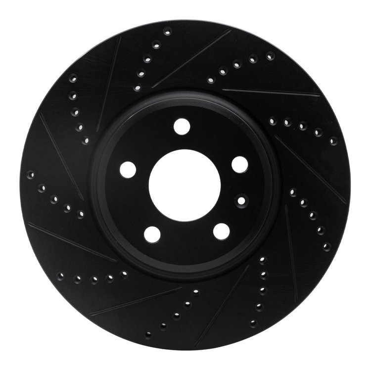 633-73057L Drilled/Slotted Brake Rotor [Black], 2008-2012 Audi/Volkswagen, Position: Front Left