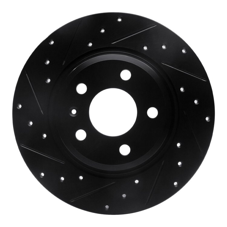 633-73061L Drilled/Slotted Brake Rotor [Black], Fits Select Audi/Volkswagen, Position: Rear Left