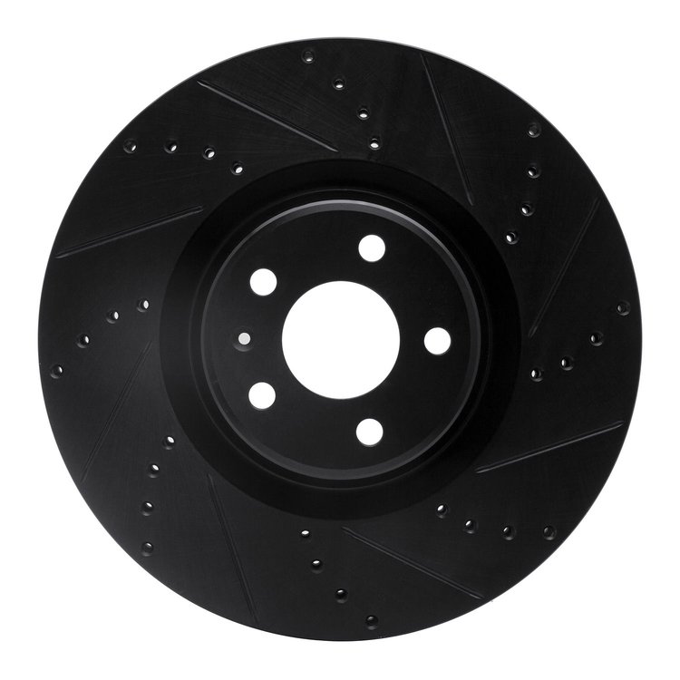 633-73064R Drilled/Slotted Brake Rotor [Black], 2012-2018 Audi/Volkswagen, Position: Front Right