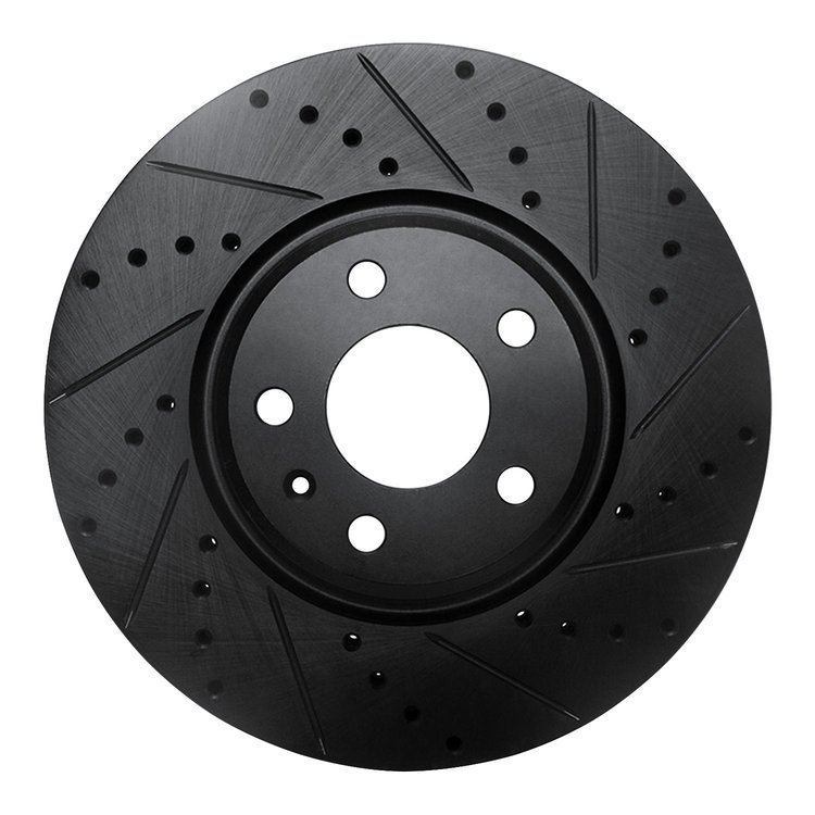 633-73065R Drilled/Slotted Brake Rotor [Black], 2011-2017 Audi/Volkswagen, Position: Front Right