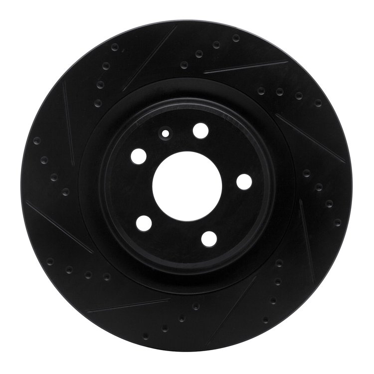 633-73066L Drilled/Slotted Brake Rotor [Black], Fits Select Multiple Makes/Models, Position: Rear Left