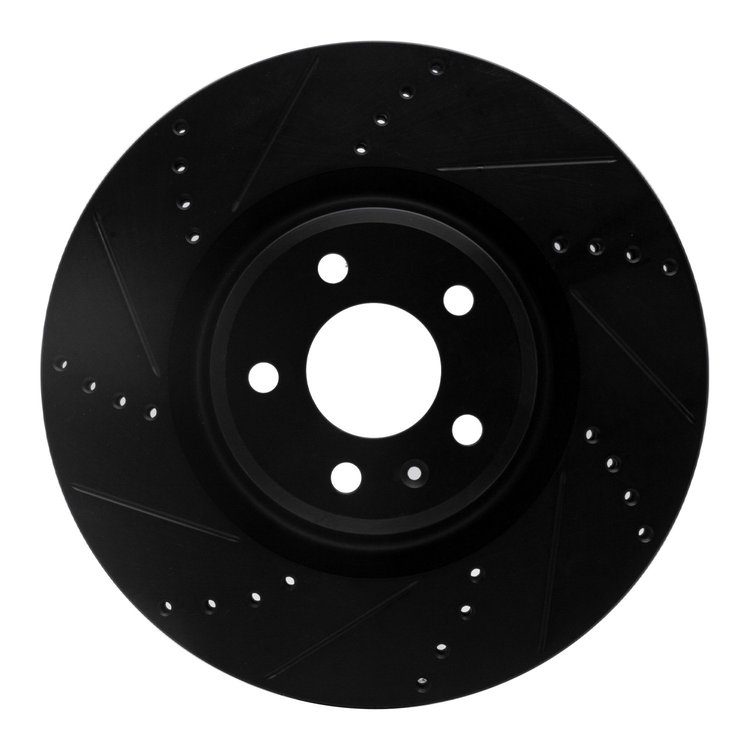 633-73067L Drilled/Slotted Brake Rotor [Black], 2012-2020 Multiple Makes/Models, Position: Front Left