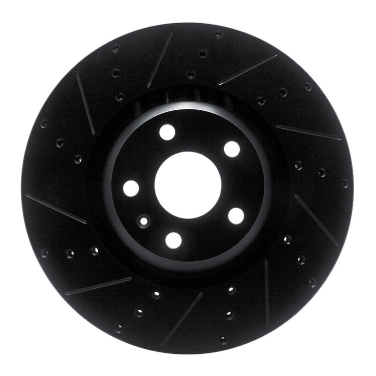 633-73069L Drilled/Slotted Brake Rotor [Black], 2012-2015 Audi/Volkswagen, Position: Front Left