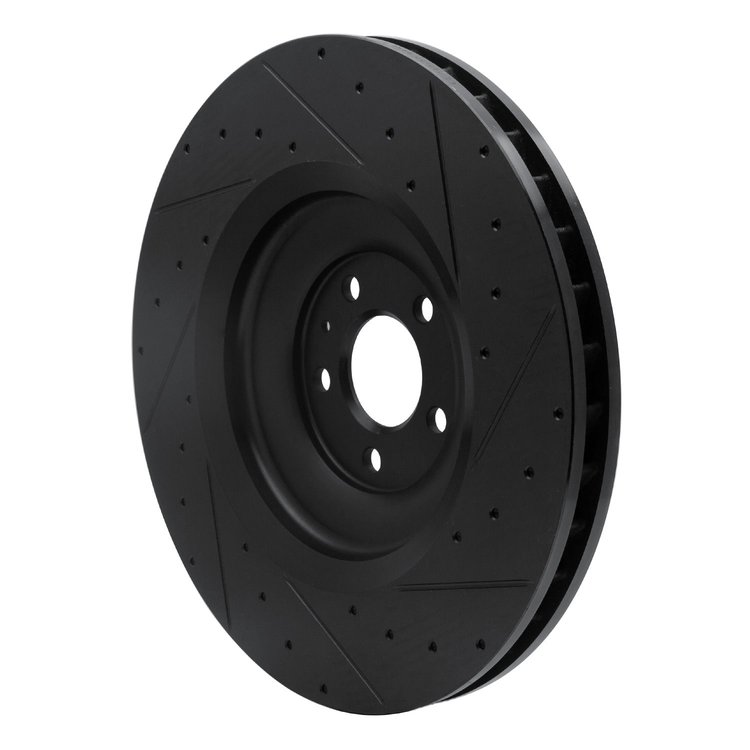 633-73072L Drilled/Slotted Brake Rotor [Black], 2012-2018 Audi/Volkswagen, Position: Front Left