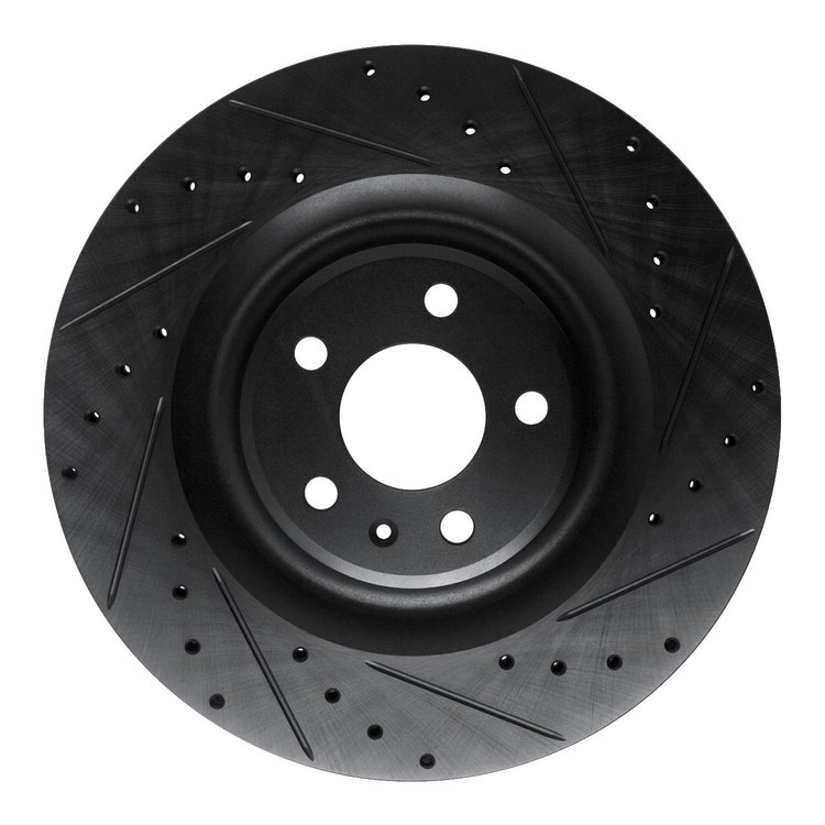 633-73079R Drilled/Slotted Brake Rotor [Black], Fits Select Audi/Volkswagen, Position: Rear Right