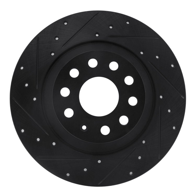 633-73082L Drilled/Slotted Brake Rotor [Black], Fits Select Audi/Volkswagen, Position: Rear Left