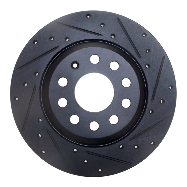 633-73082R Drilled/Slotted Brake Rotor [Black], Fits Select Audi/Volkswagen, Position: Rear Right