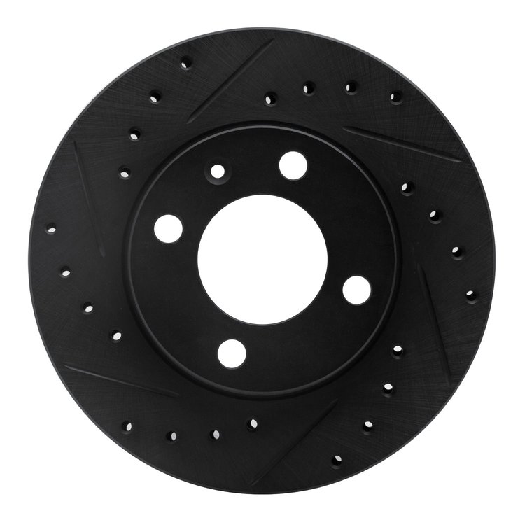 633-74004L Drilled/Slotted Brake Rotor [Black], 1980-2009 Audi/Volkswagen, Position: Front Left