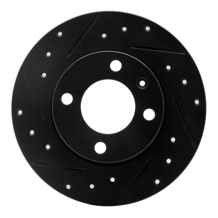 633-74007L Drilled/Slotted Brake Rotor [Black], 1986-1993 Audi/Volkswagen, Position: Rear Left