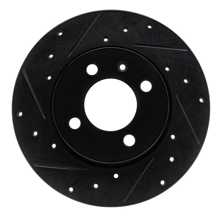 633-74013L Drilled/Slotted Brake Rotor [Black], 1984-1997 Audi/Volkswagen, Position: Front Left