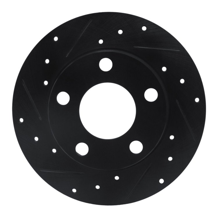 633-74014L Drilled/Slotted Brake Rotor [Black], 1996-2005 Audi/Volkswagen, Position: Rear Left