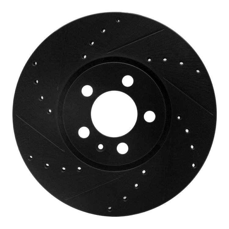 633-74015L Drilled/Slotted Brake Rotor [Black], 1996-1998 Audi/Volkswagen, Position: Front Left