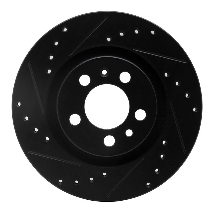 633-74016L Drilled/Slotted Brake Rotor [Black], 1998-2015 Audi/Volkswagen, Position: Front Left