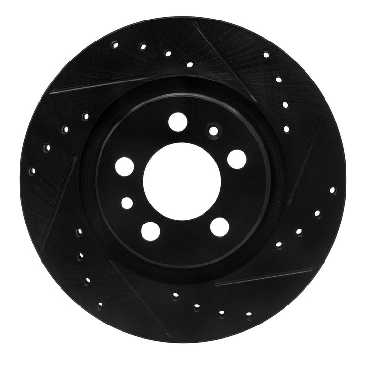 633-74016R Drilled/Slotted Brake Rotor [Black], 1998-2015 Audi/Volkswagen, Position: Front Right